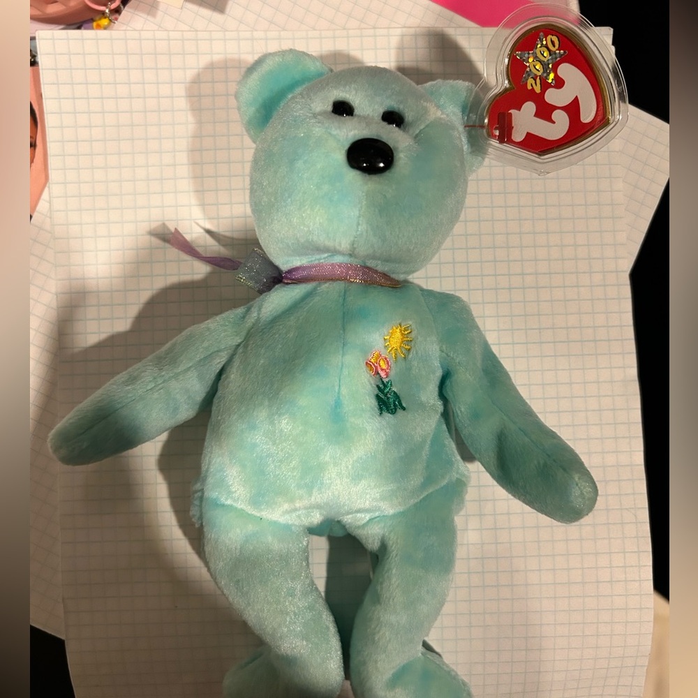 3/$15 - Ariel the Bear 2000 Ty Beanie Baby. Rare with Errors. Perfect Condition